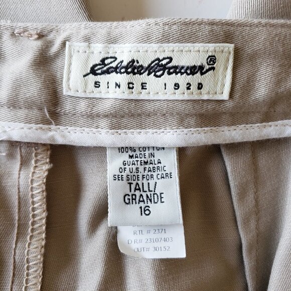 Eddie Bauer Khaki Pleated Front Pants - Size 16 Tall - Picture 2 of 3
